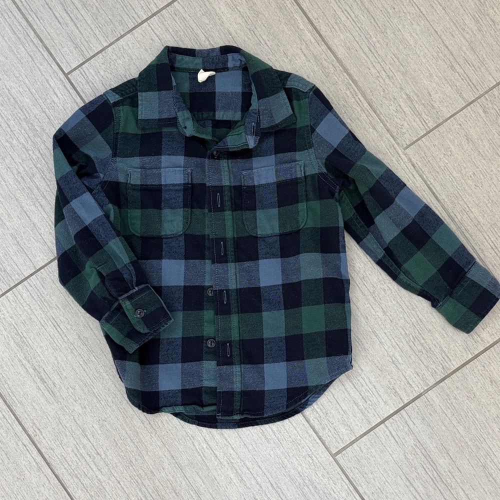 GAP Kids Plaid Shirt in Navy and Forest Green